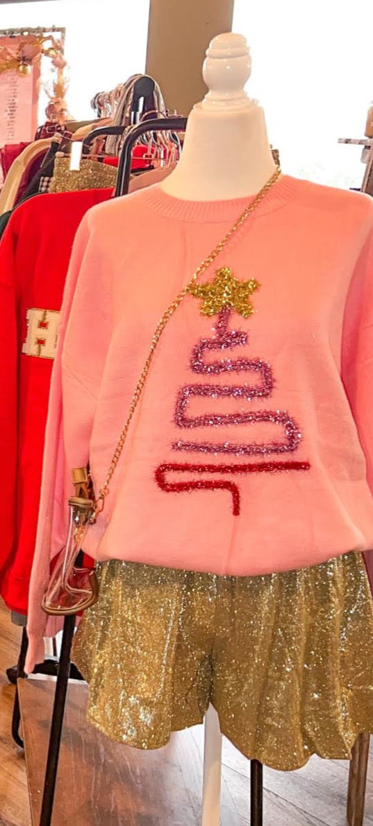 Pink Christmas Tree Sweater - JD Ranch Boutique