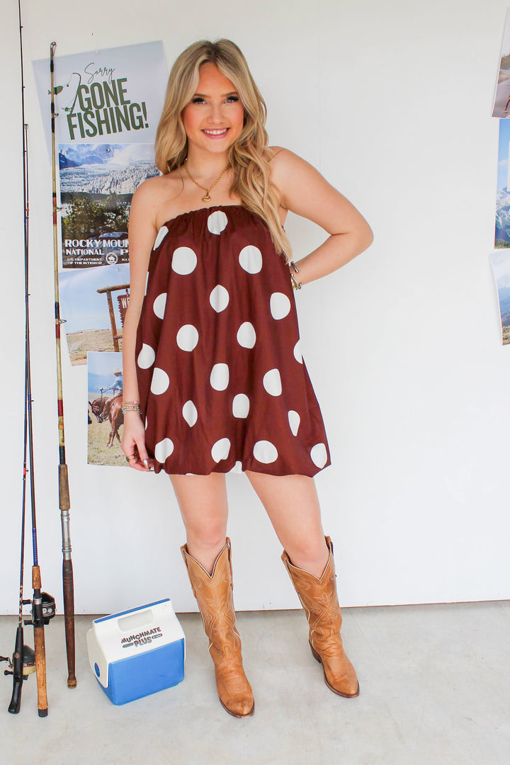Brown Polka Dot Bubble Dress