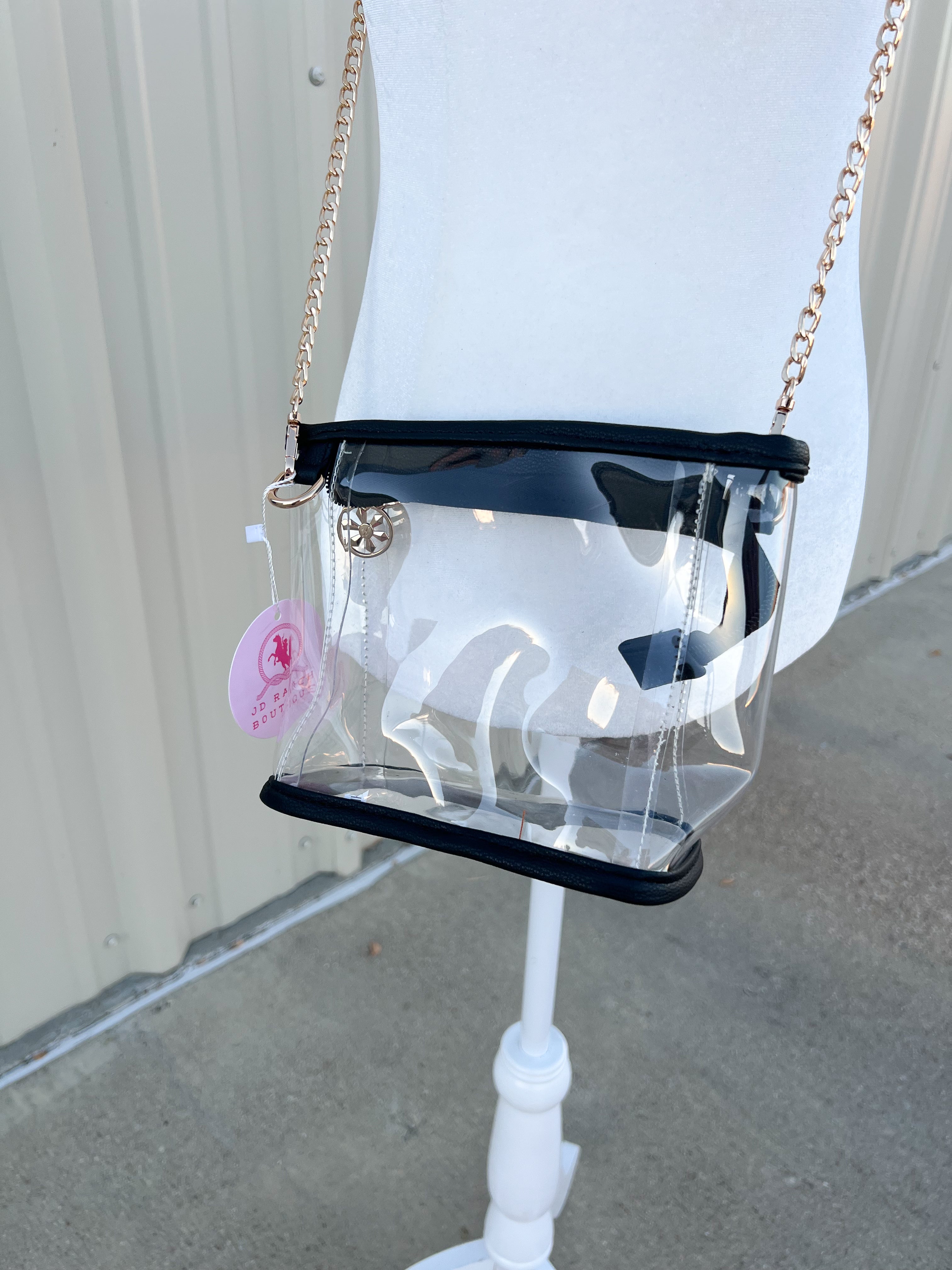 Clear Stadium Purse with Gold Chain - JD Ranch Boutique