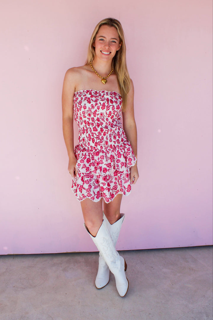 Pink Floral Smocked Dress
