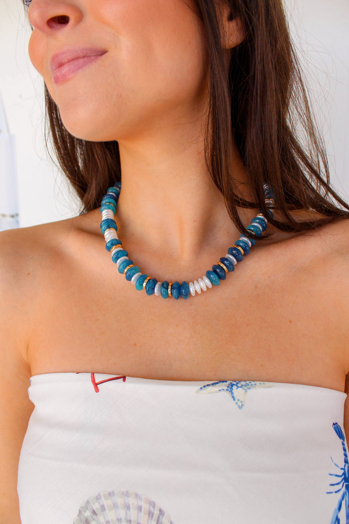 Chunky Blue Beaded Necklace