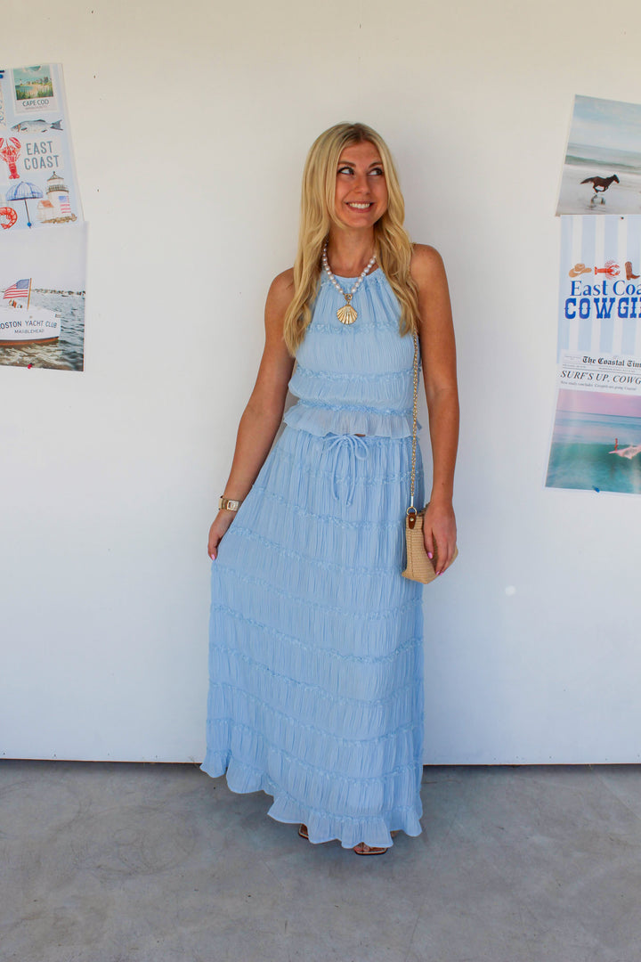 Baby Blue Halter Top & Skirt Set