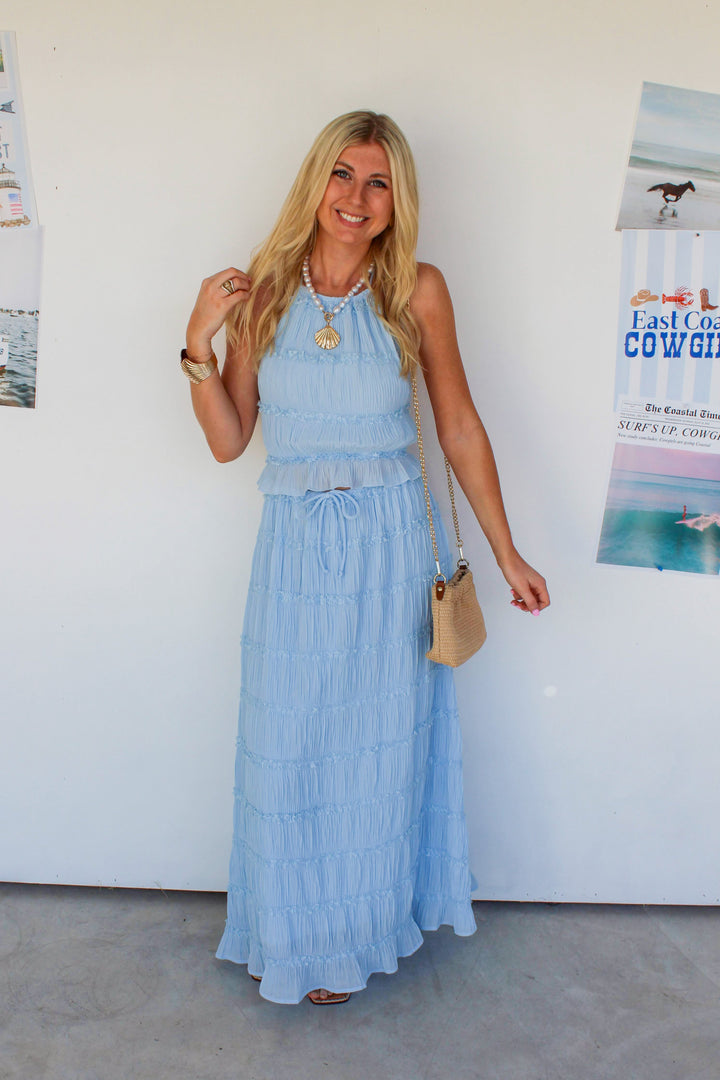 Baby Blue Halter Top & Skirt Set