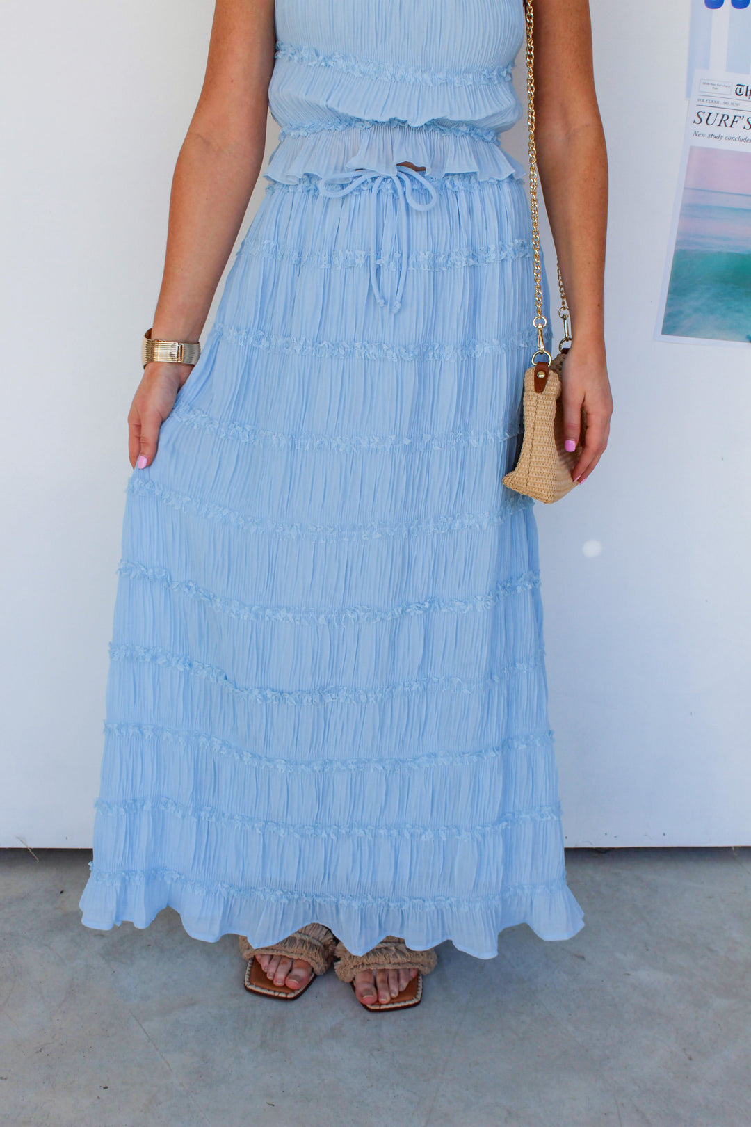 Baby Blue Halter Top & Skirt Set