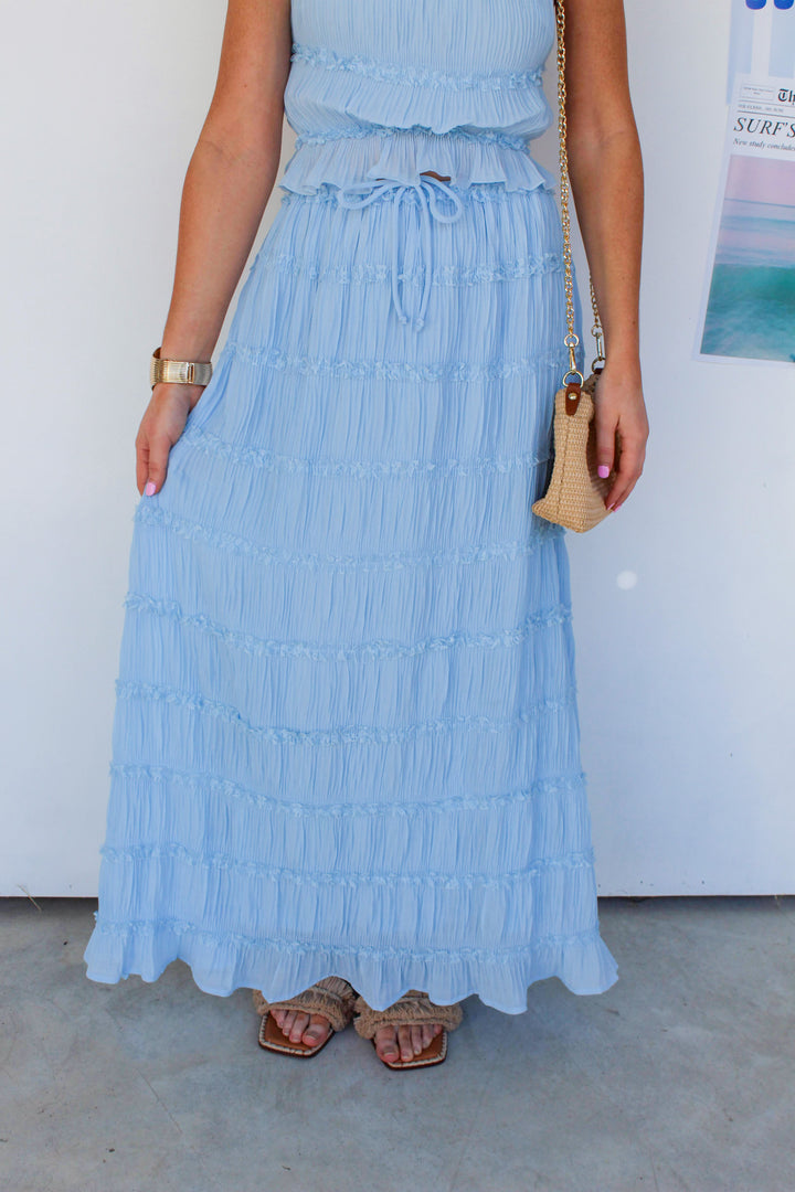 Baby Blue Halter Top & Skirt Set