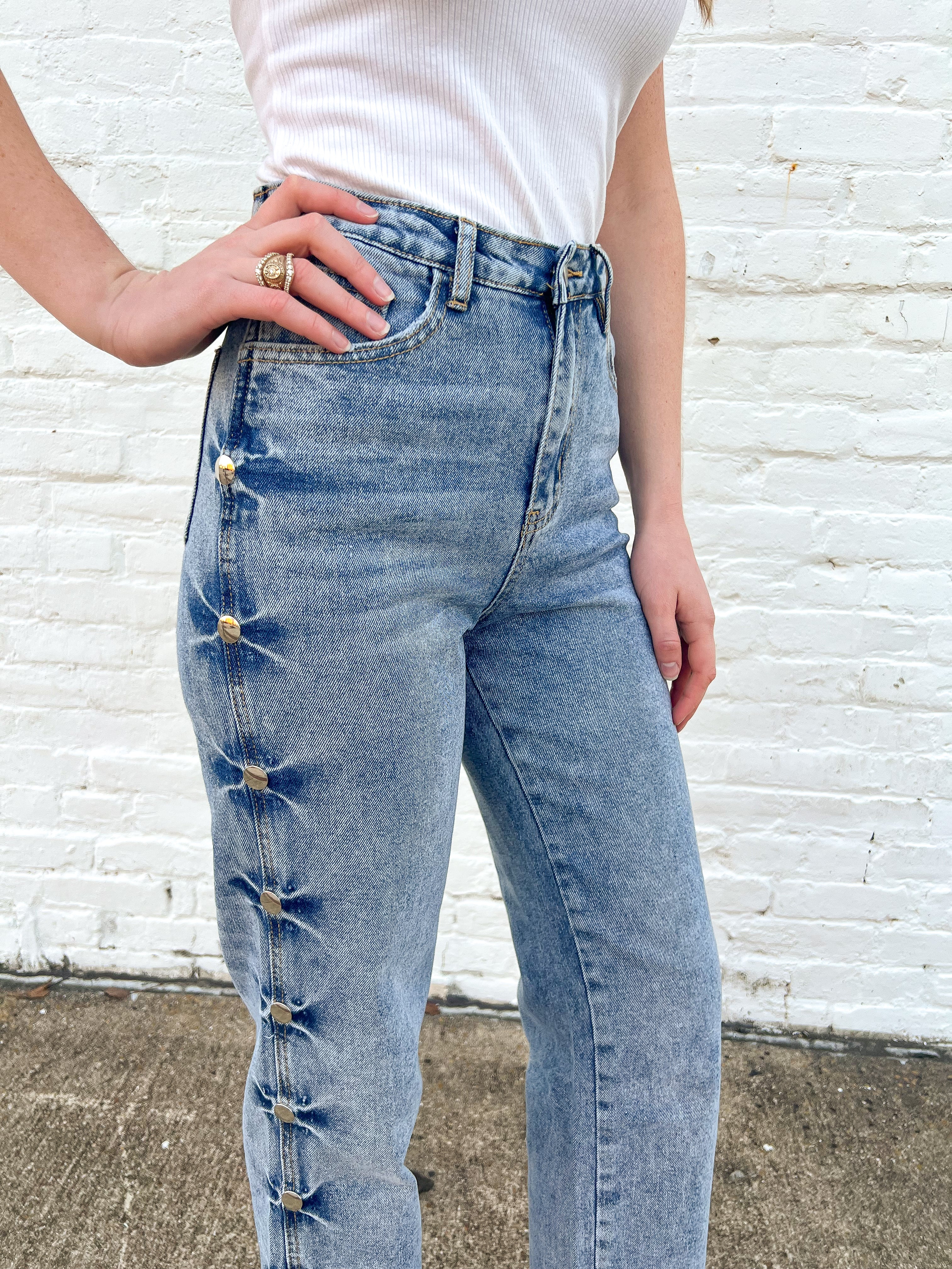 Side Studded Jeans - JD Ranch Boutique