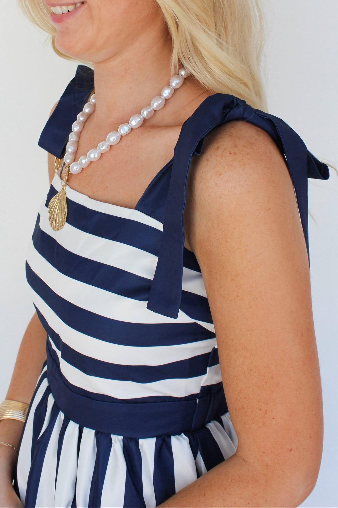 Navy and White Striped Mini Dress