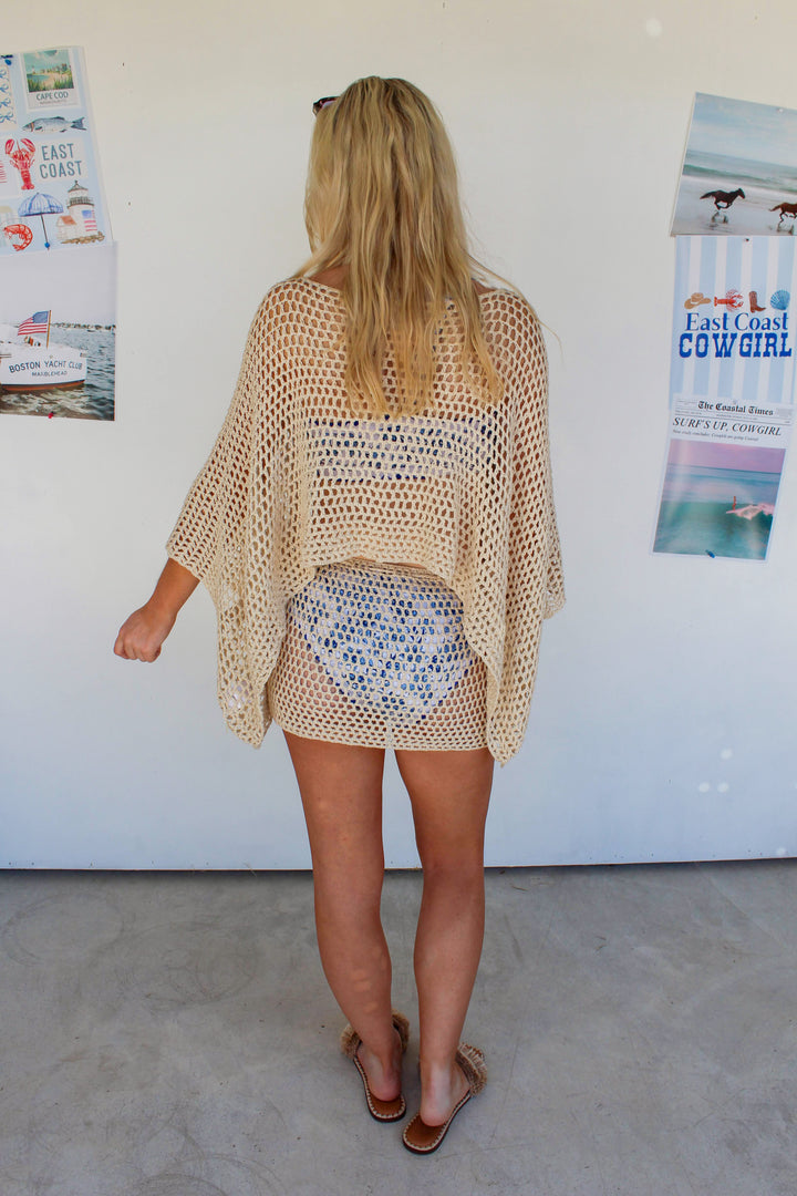 Sequin Crochet Set in Beige