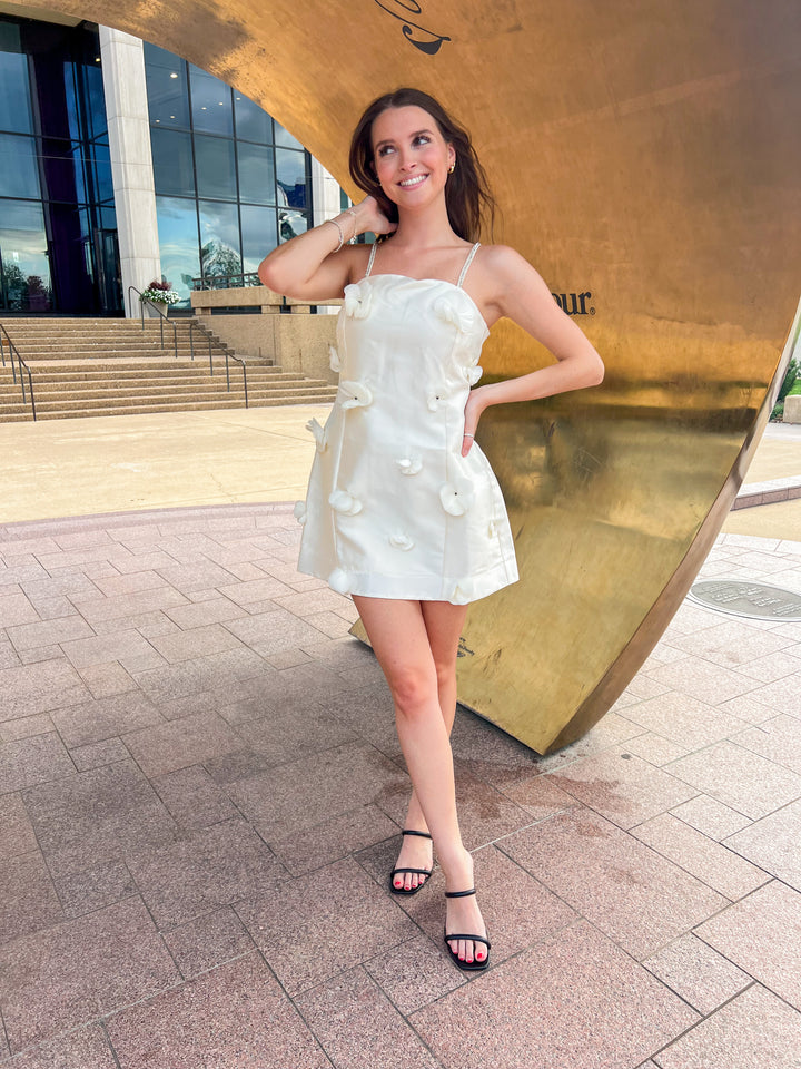 Cream Satin Mini Dress