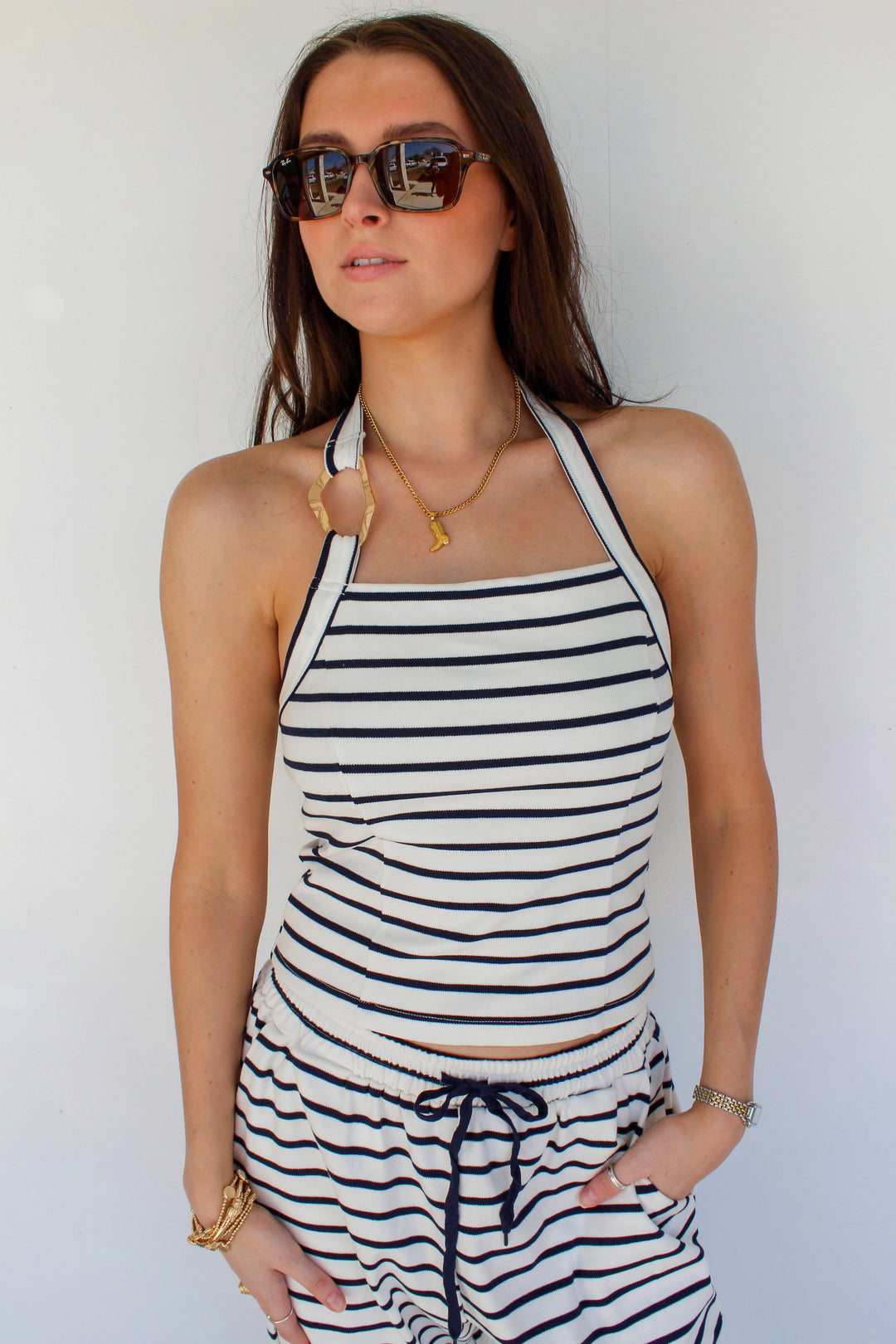 Navy Striped Set