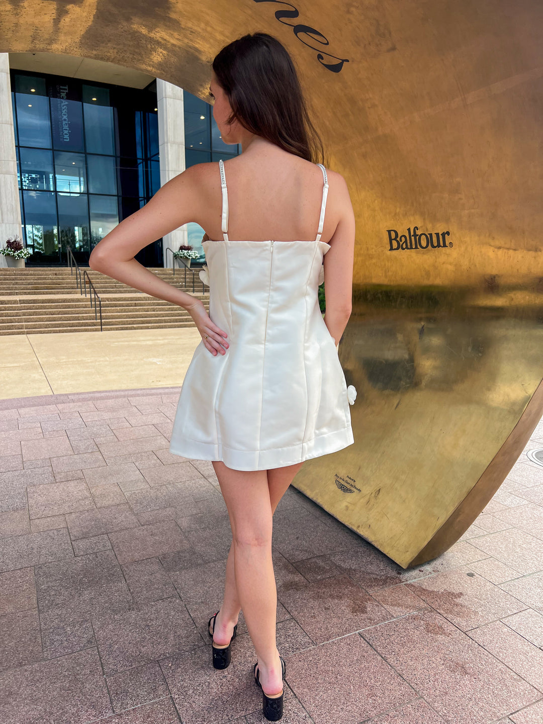 Cream Satin Mini Dress
