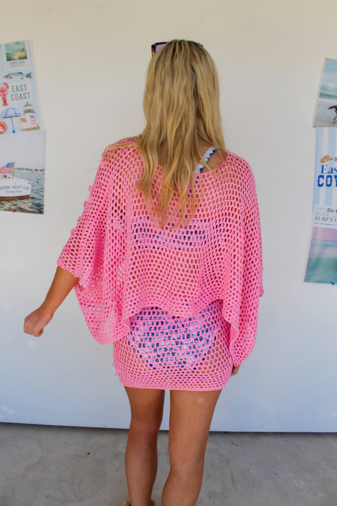 Pink Crochet Sequin Set