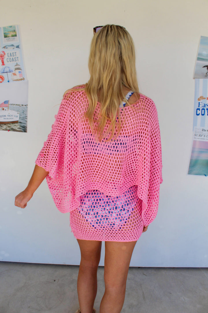Pink Crochet Sequin Set