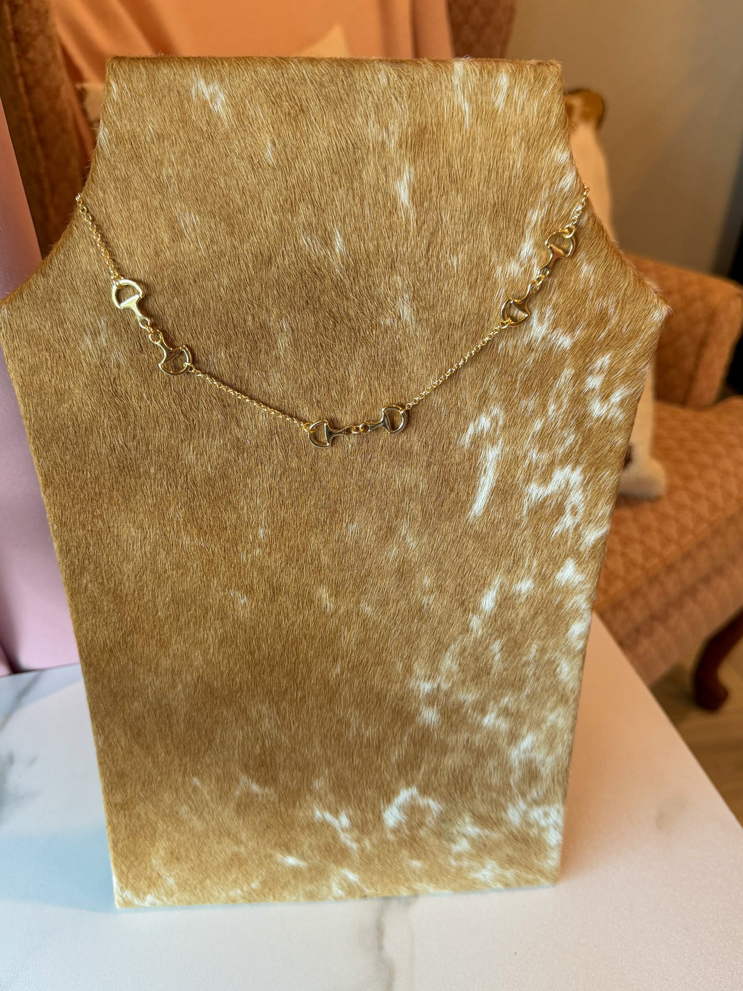 Triple Horse Bit Necklace in Gold
