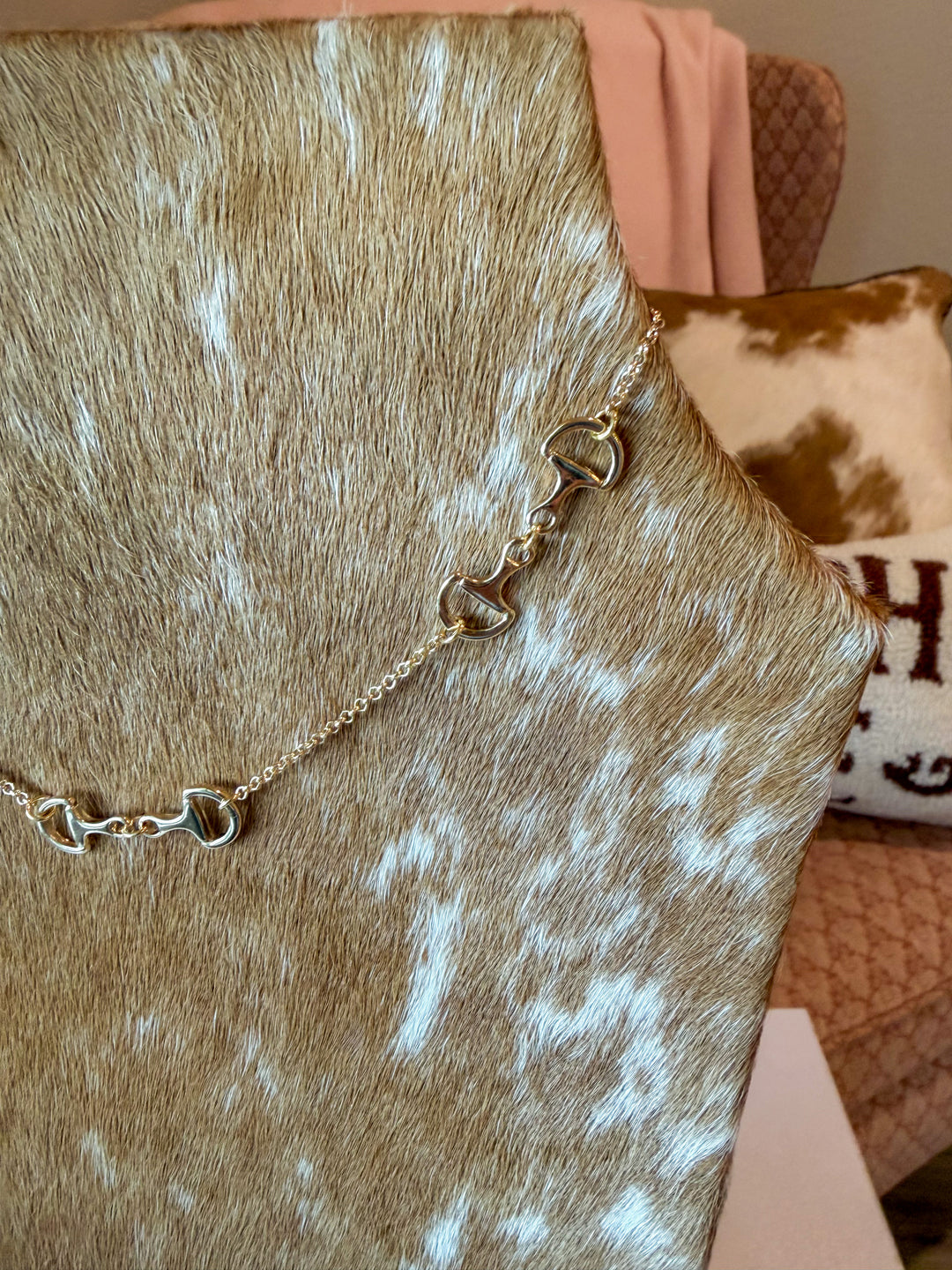 Triple Horse Bit Necklace in Gold
