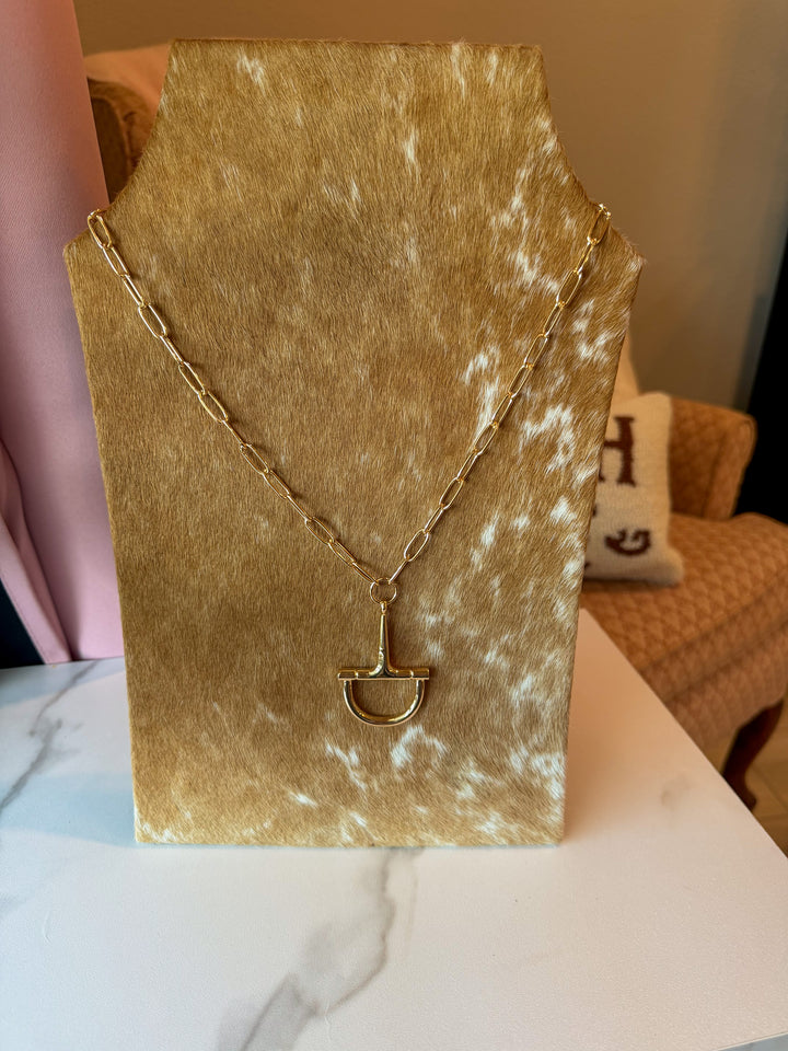 Long Half Bit Necklace in Gold
