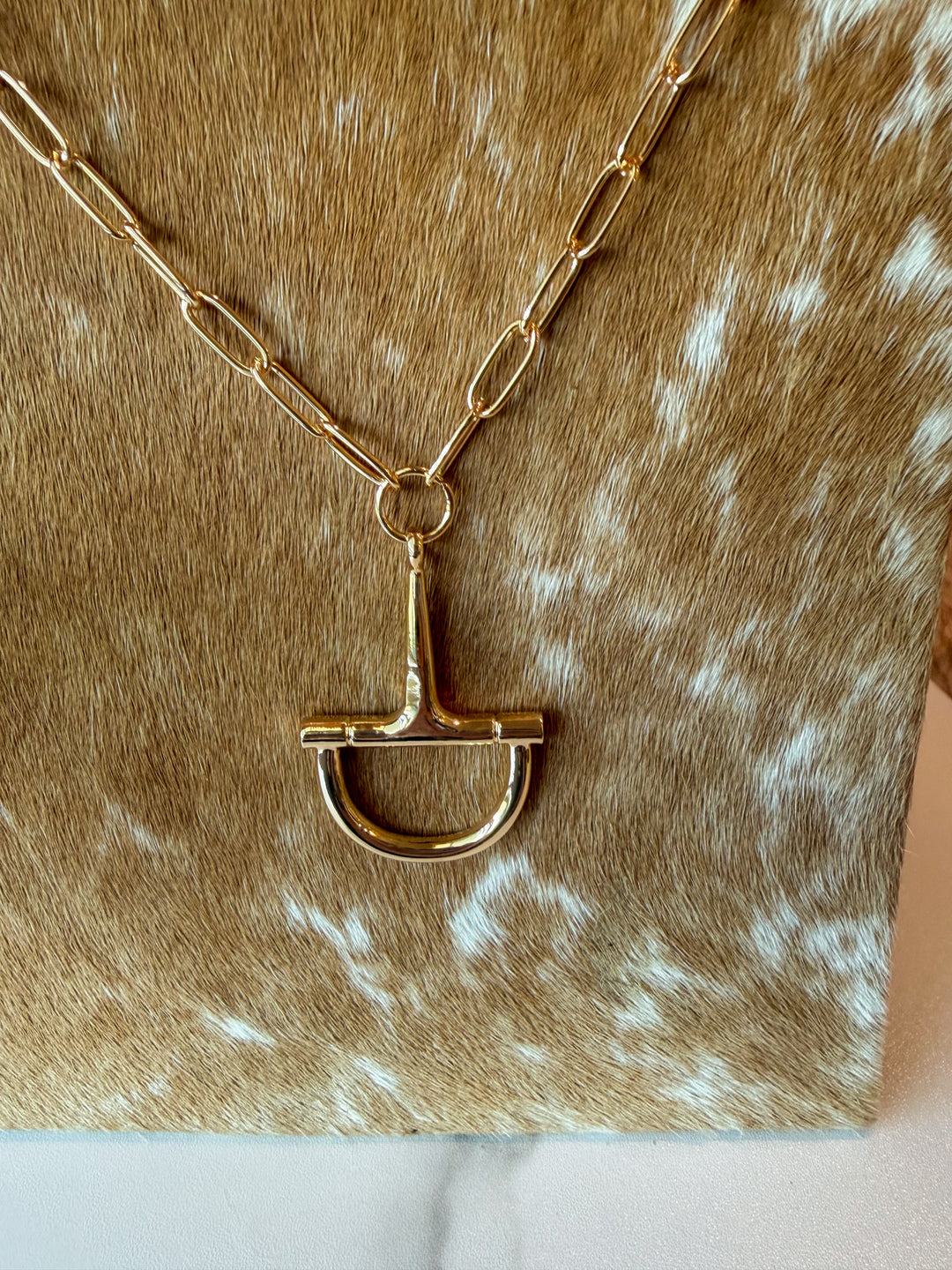 Long Half Bit Necklace in Gold