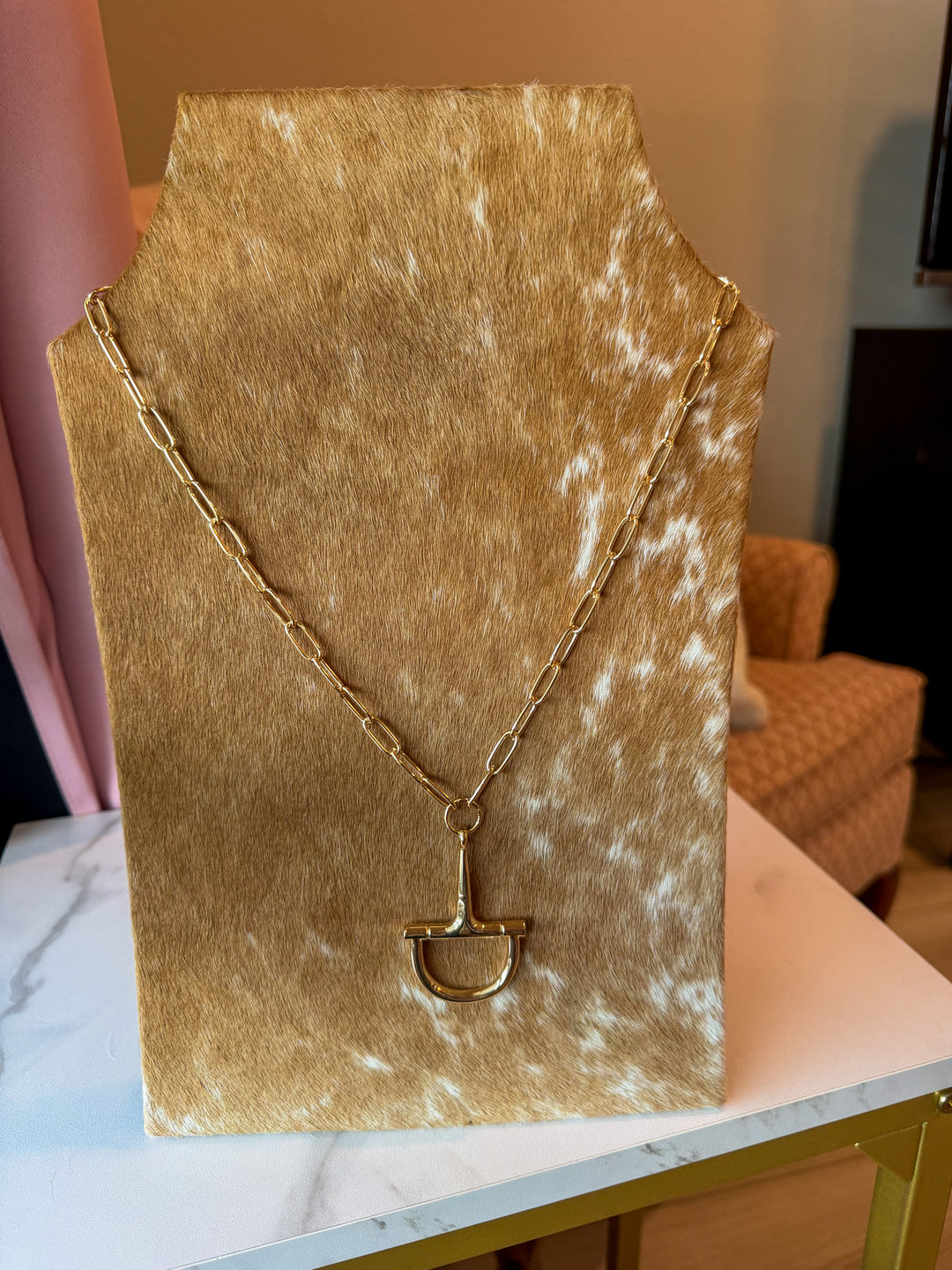 Long Half Bit Necklace in Gold