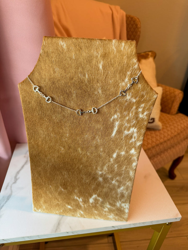 Triple Horse Bit Necklace in Silver