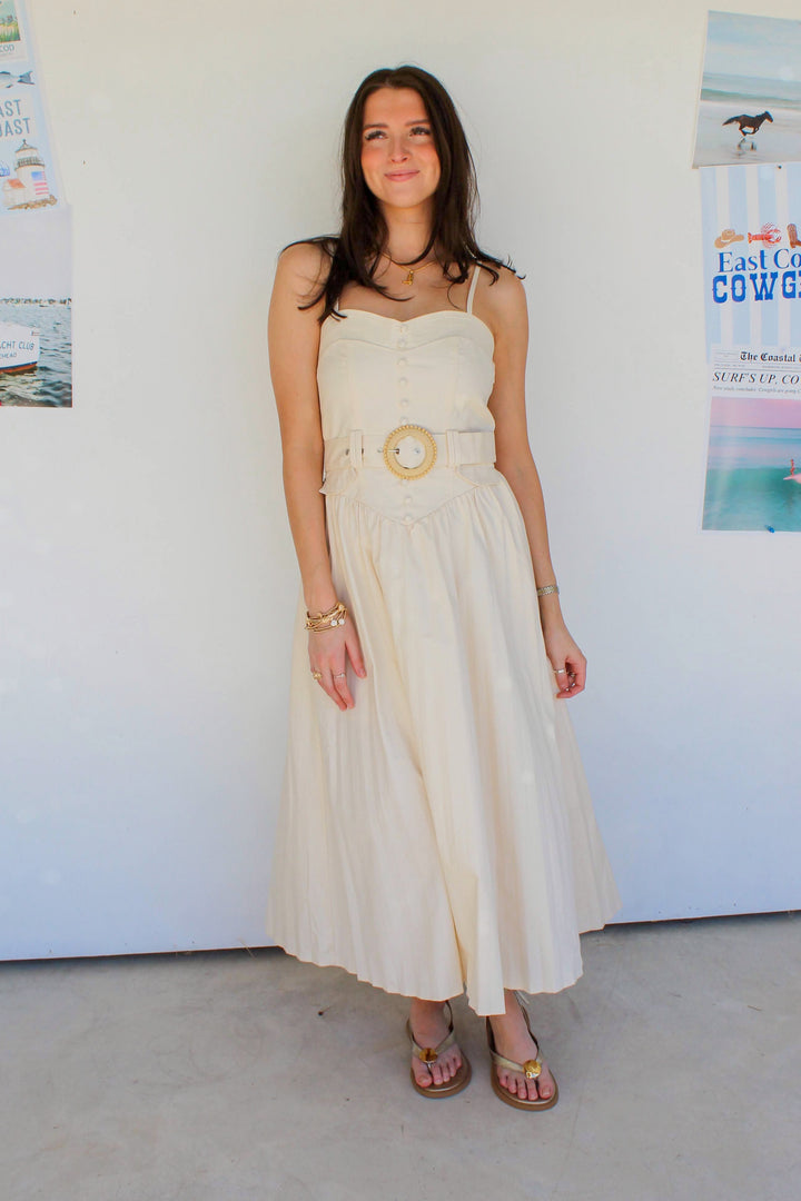 Belted Maxi Dress in Cream