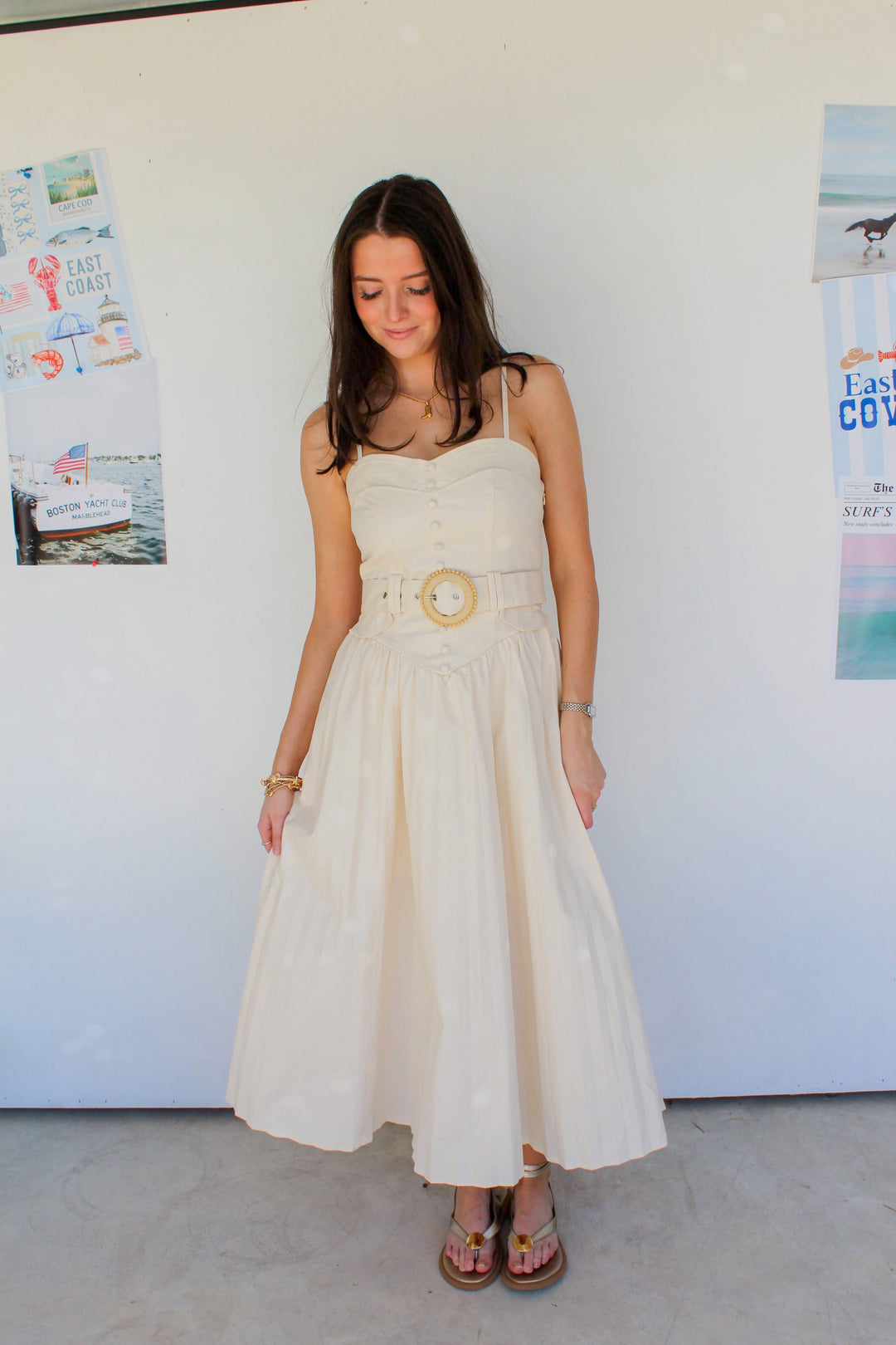 Belted Maxi Dress in Cream