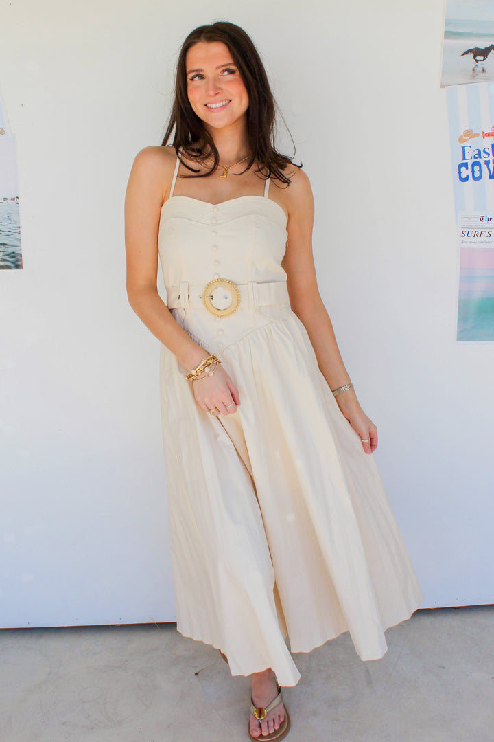 Belted Maxi Dress in Cream