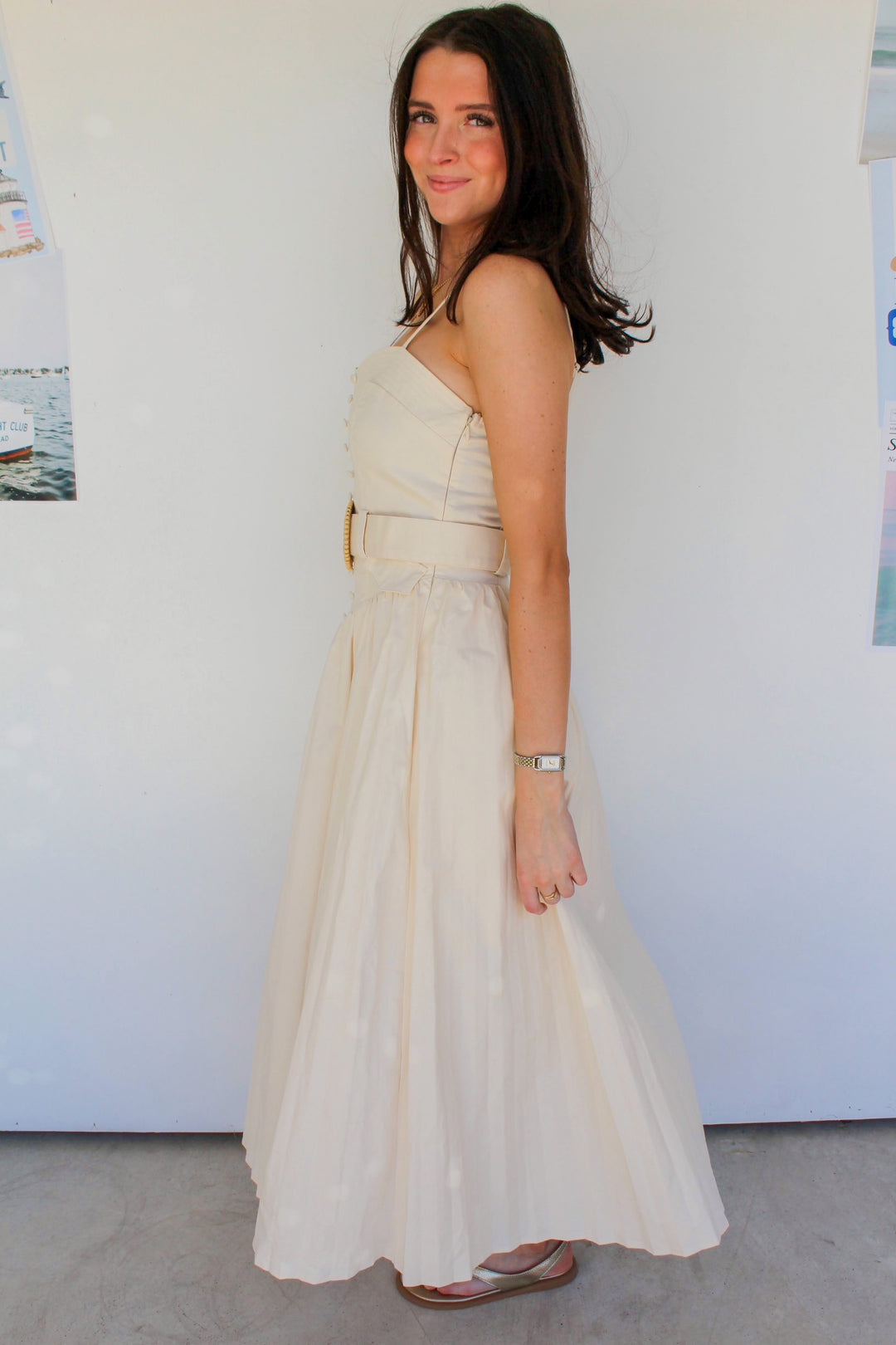 Belted Maxi Dress in Cream