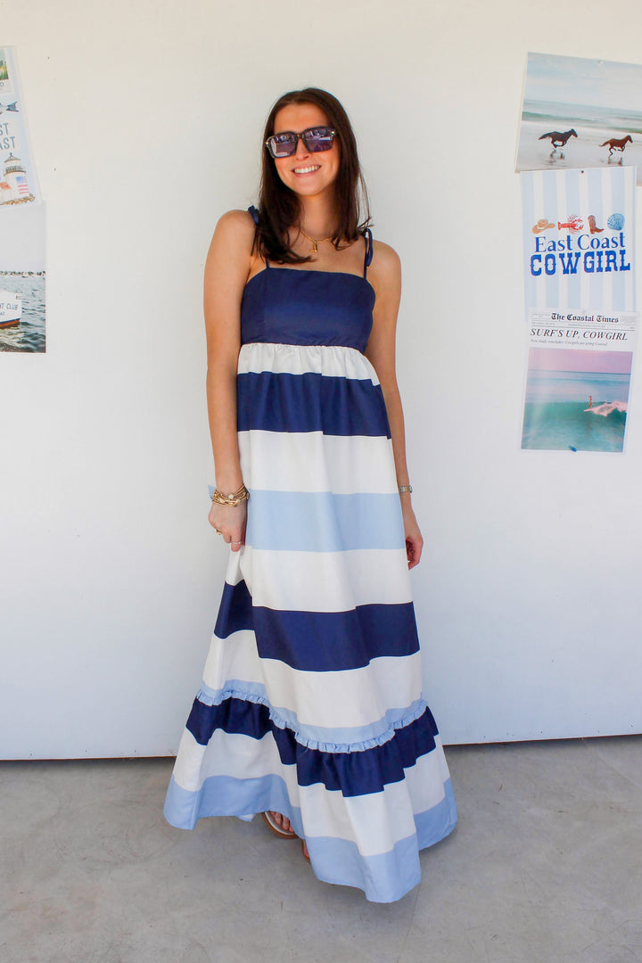Navy Striped Maxi Dress