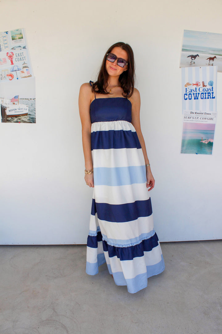 Navy Striped Maxi Dress