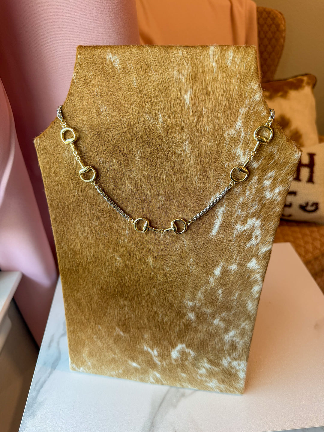Mixed Metal Horse Bit Necklace