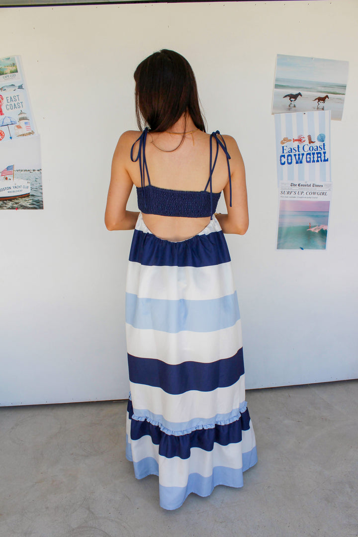 Navy Striped Maxi Dress