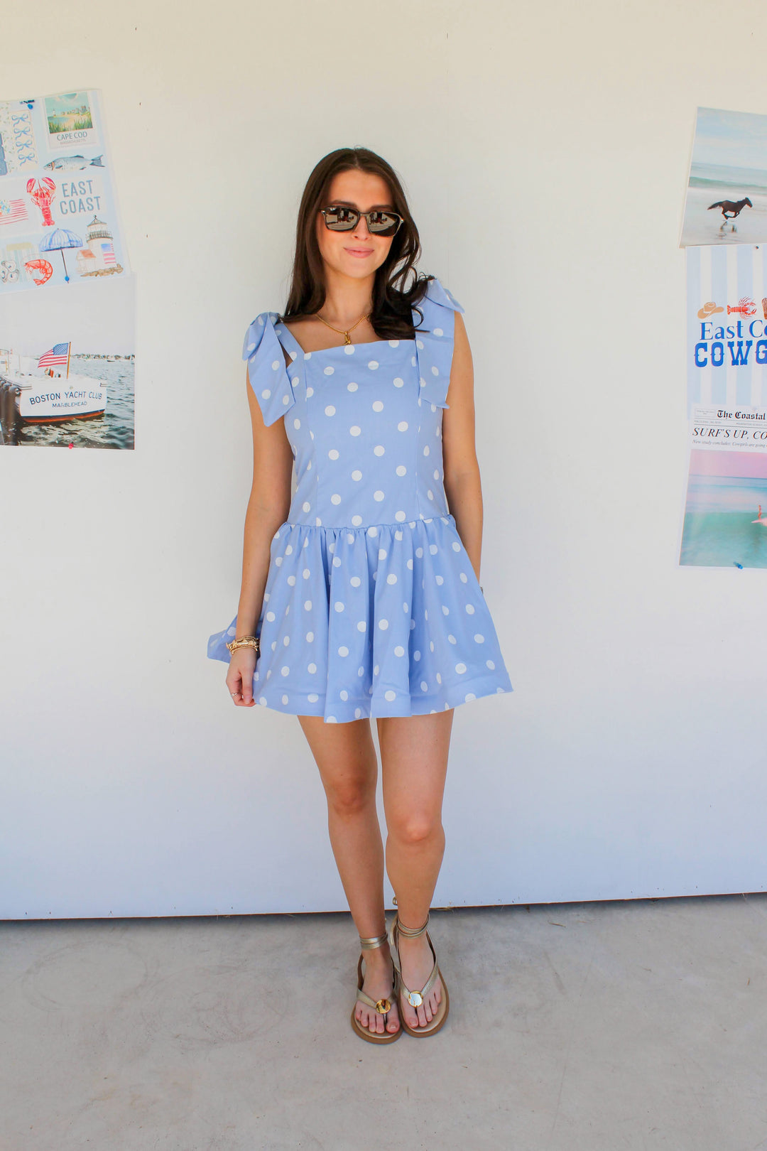 Blue Polka Dot Mini Dress