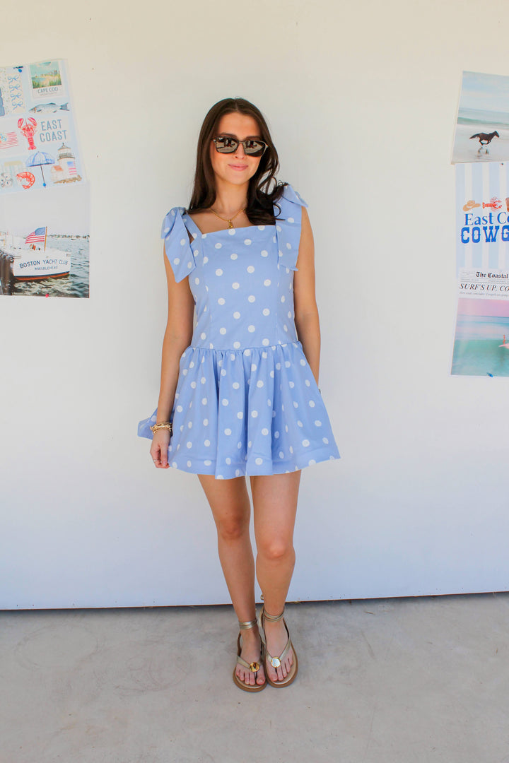 Blue Polka Dot Mini Dress