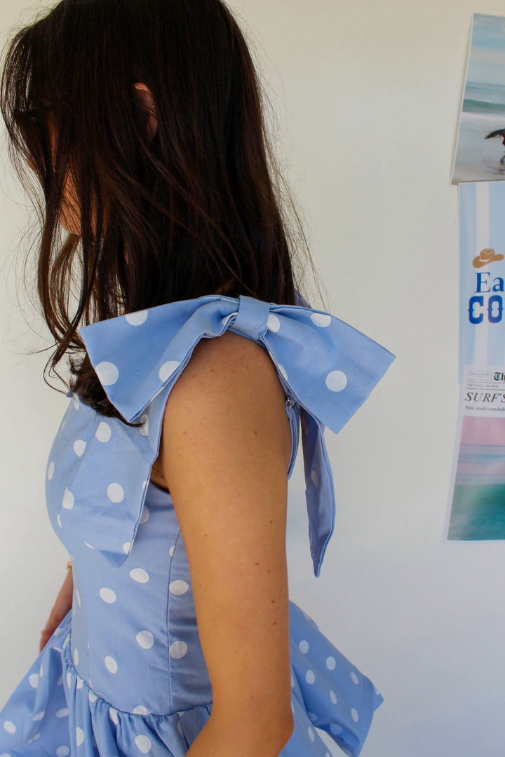 Blue Polka Dot Mini Dress