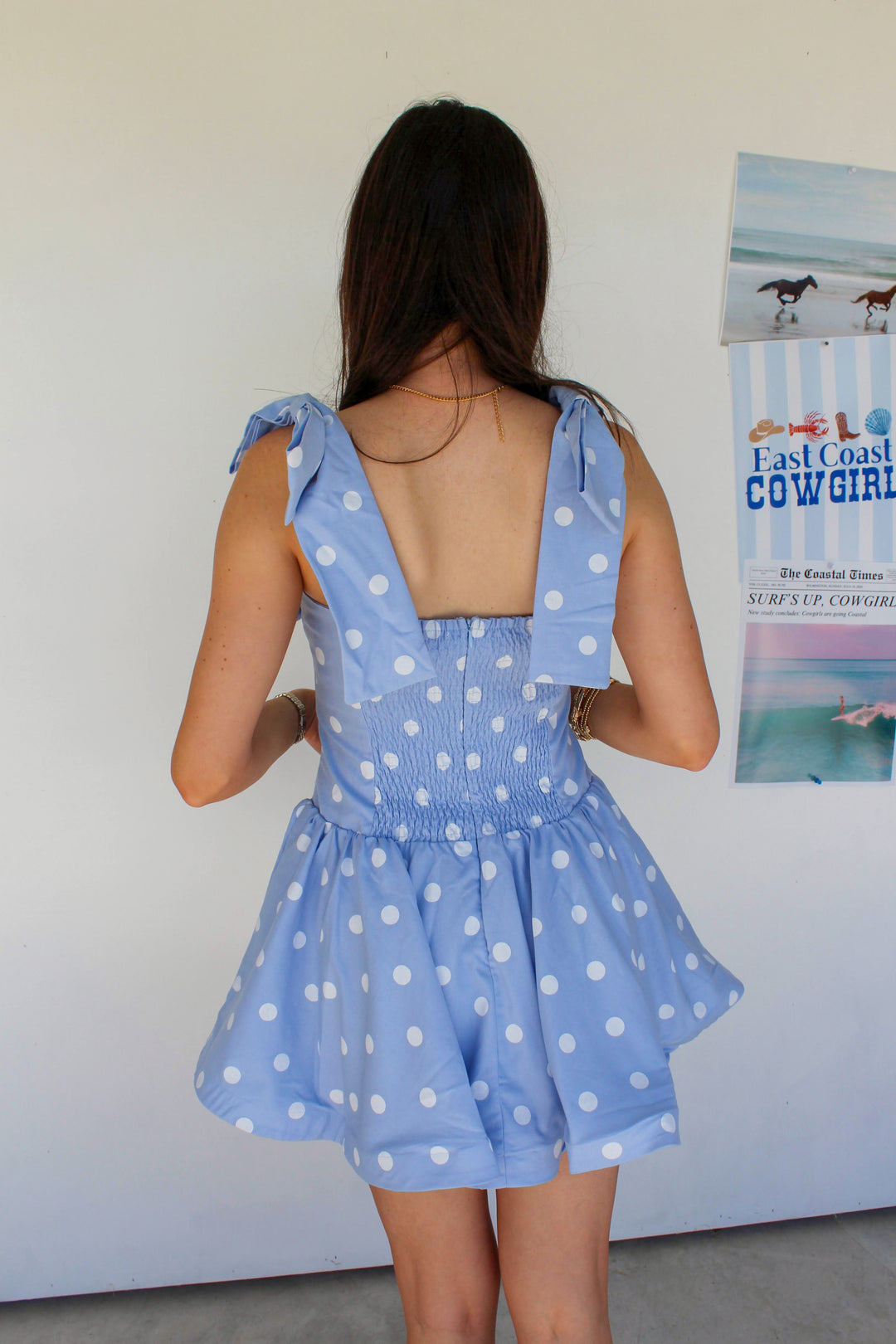 Blue Polka Dot Mini Dress
