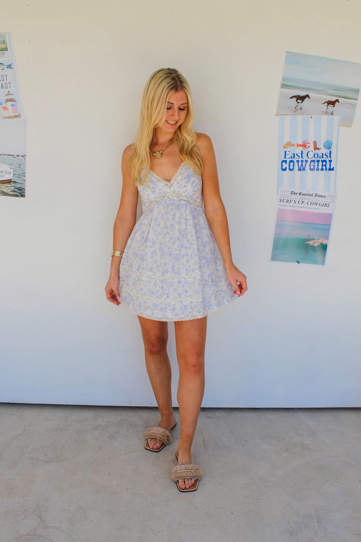 Blue Floral Mini Dress