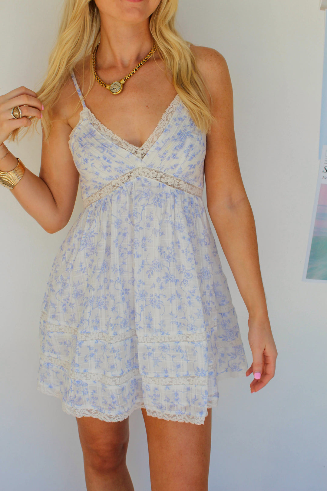 Blue Floral Mini Dress
