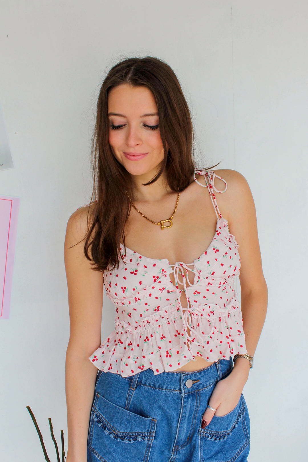 Cherry Open Front Cami