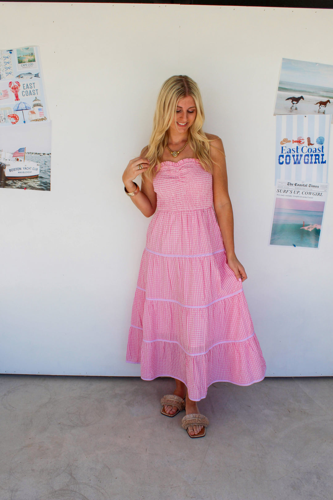 Strapless Pink Maxi Dress