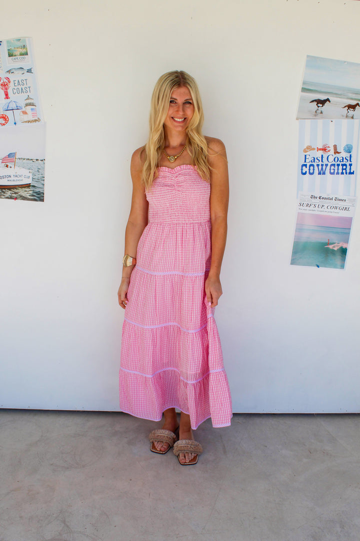 Strapless Pink Maxi Dress