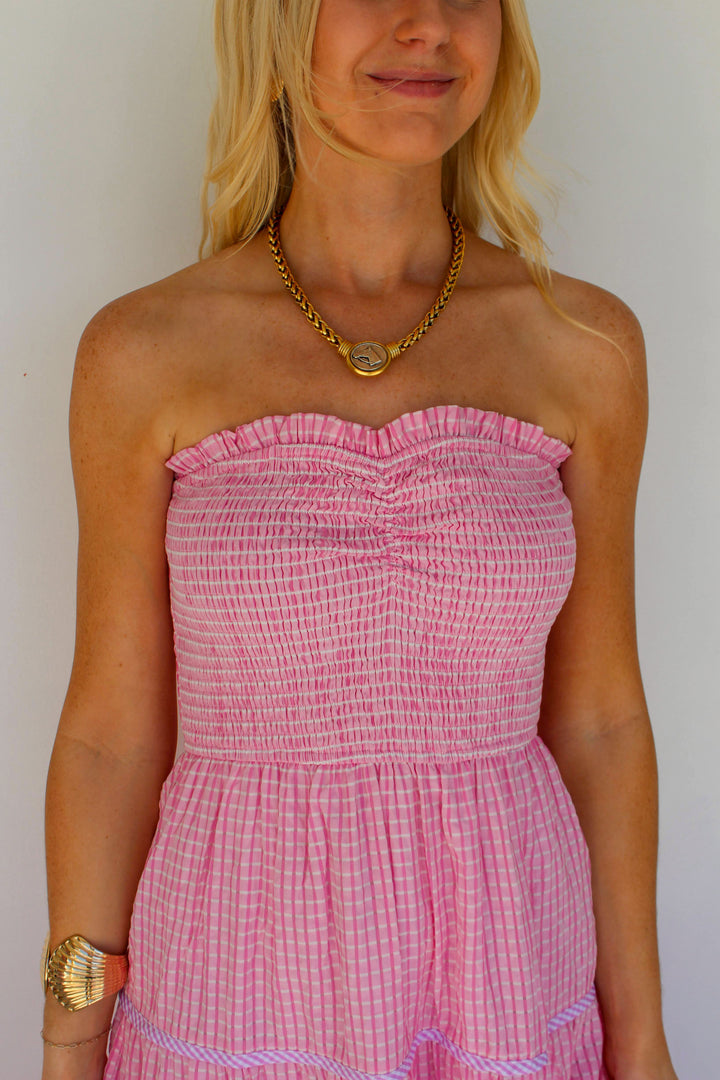 Strapless Pink Maxi Dress