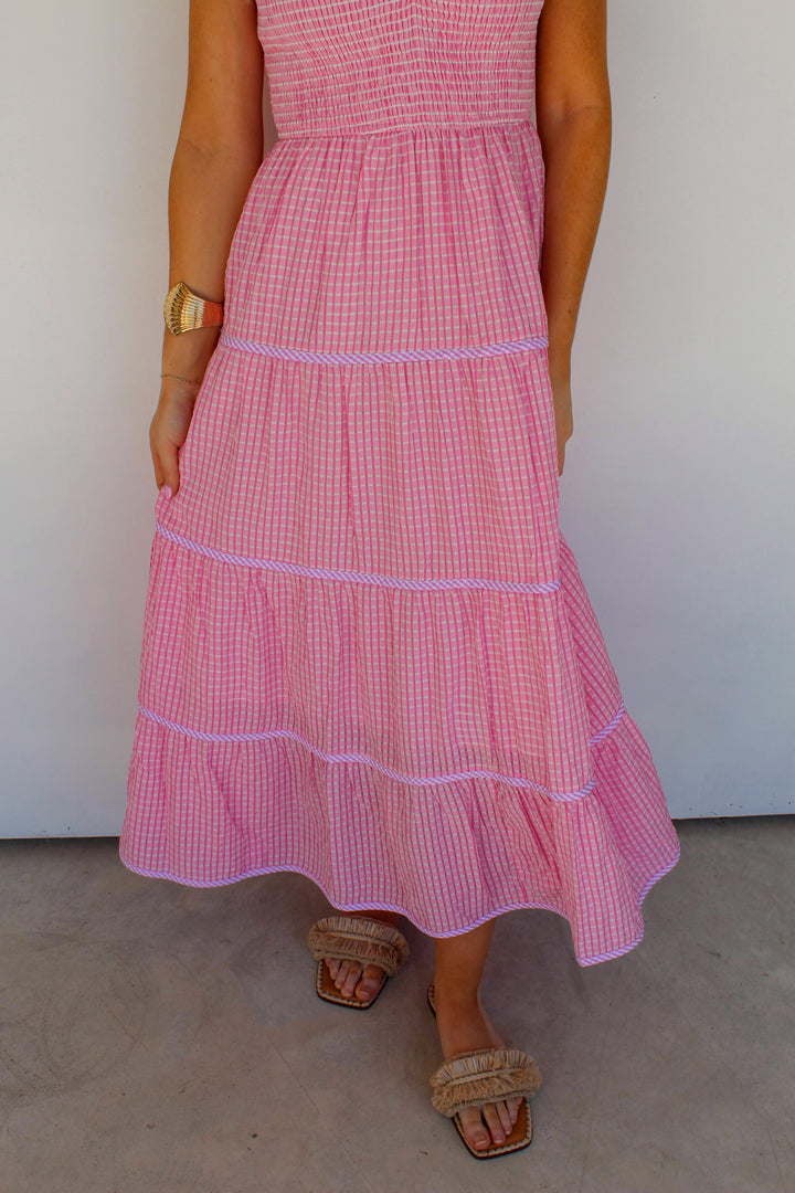 Strapless Pink Maxi Dress
