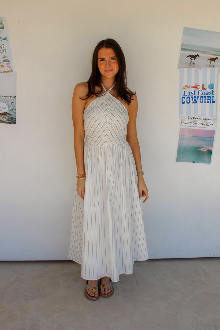 White Halter Maxi Dress