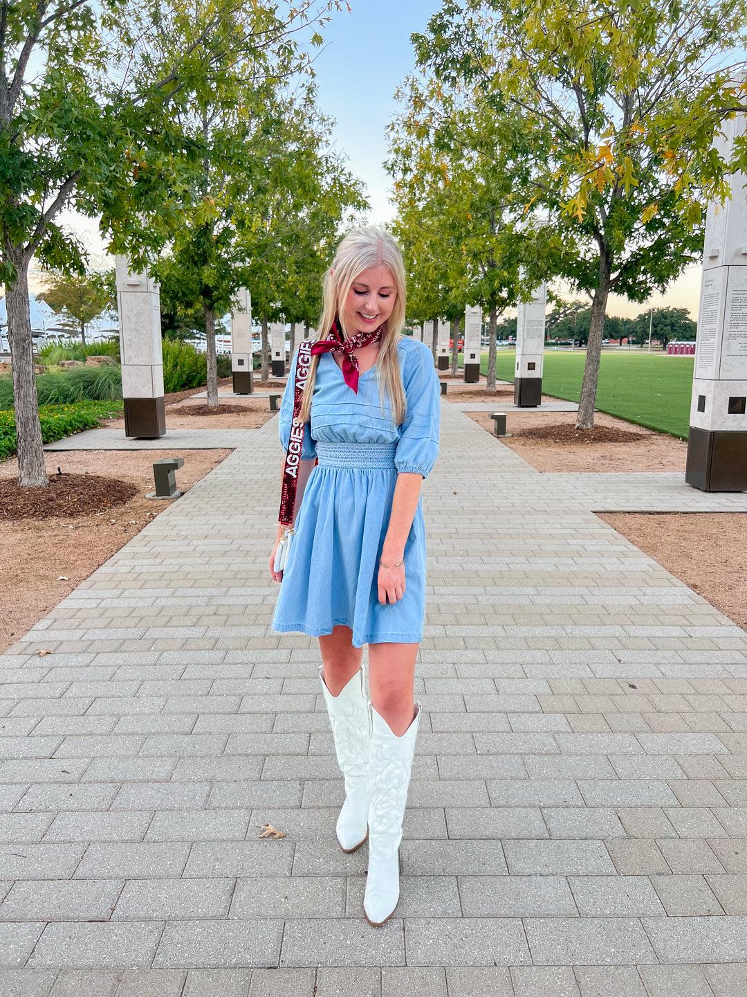 Denim Smocked Waist Dress