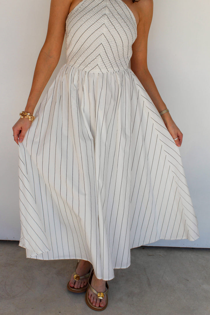 White Halter Maxi Dress