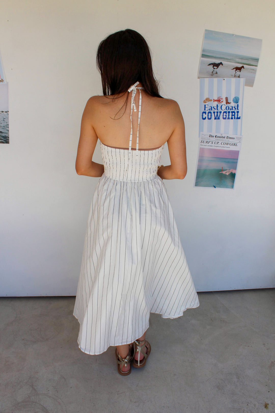 White Halter Maxi Dress