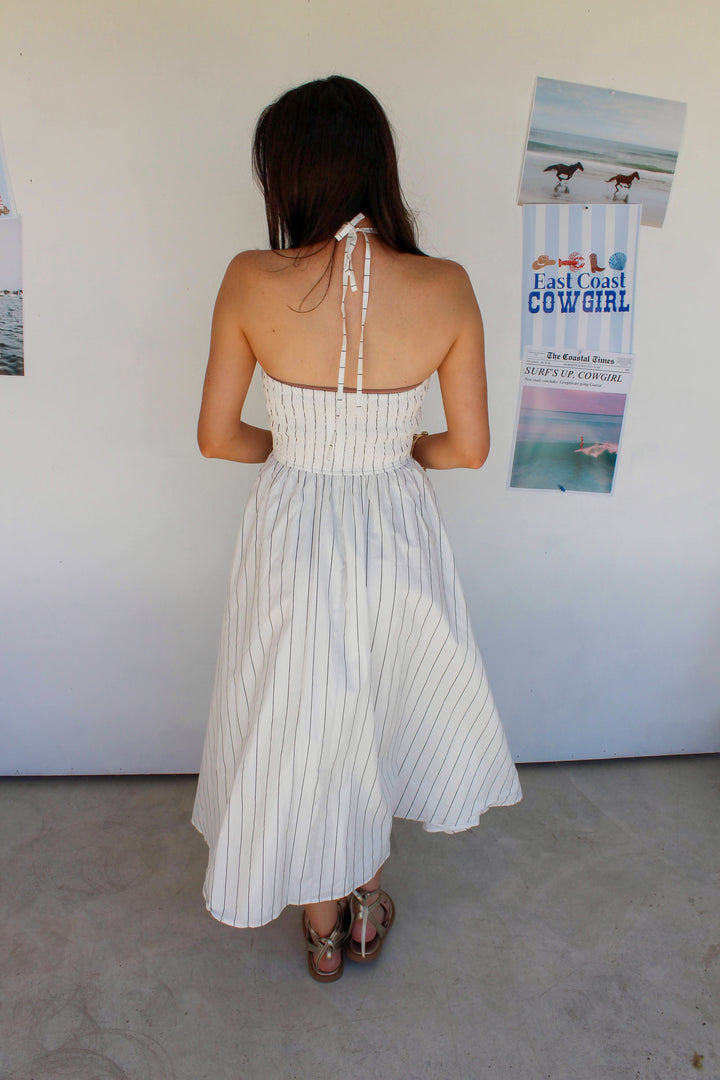 White Halter Maxi Dress