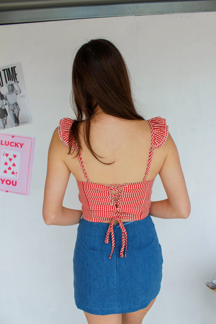 Red Gingham Corset Top