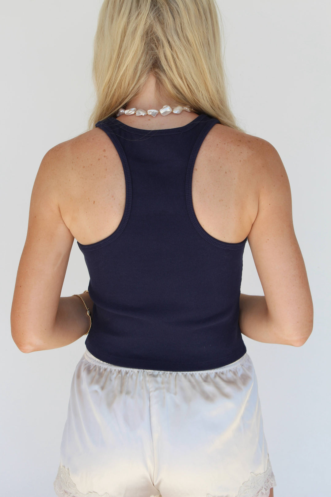 Fish Beaded Tank in Navy