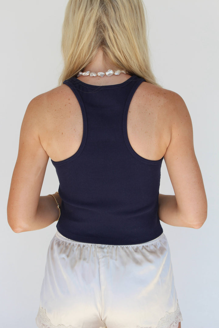 Fish Beaded Tank in Navy